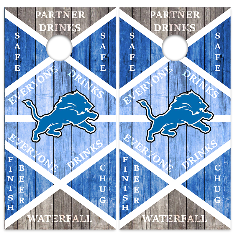 Detroit Lions Version 2 Cornhole Wraps - Set of 2 - Custom