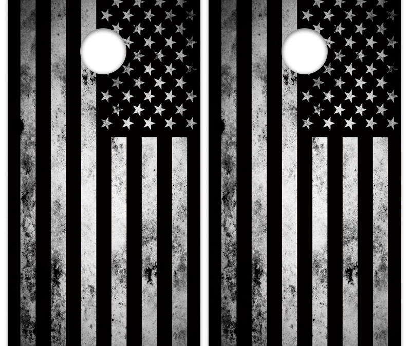 US Flag Grey Wood