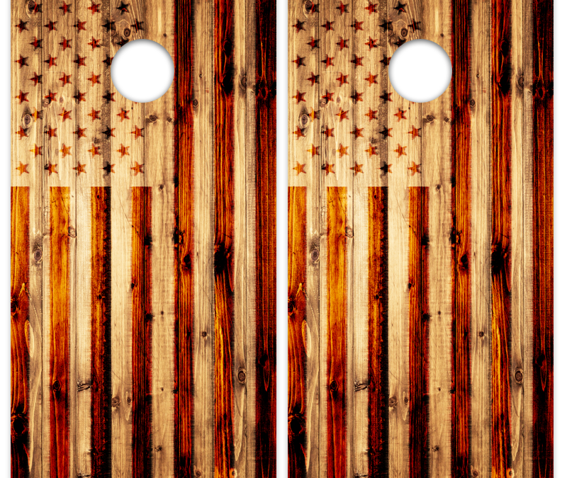 US Flag Burnt Wood