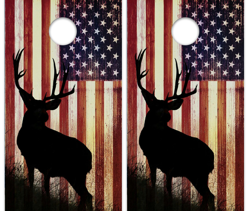 Deer Silhouette US Flag